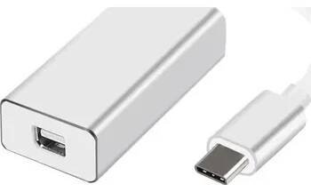Video redukce - Mini Display Port na USB-C - stříbrná