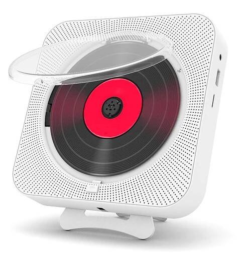 KC-909 Tragbarer CD-Player Integrierter Lautsprecher Stereo-CD-Player mit doppeltem 3,5mm Kopfhörer Jack LED Bildschirm