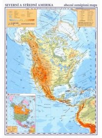 Severní a Střední Amerika – příruční obecně zeměpisná mapa - neuveden