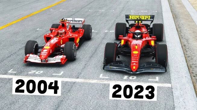 Ferrari F1 2023 vs Ferrari F1 2004 (Schumacher) - Imola GP