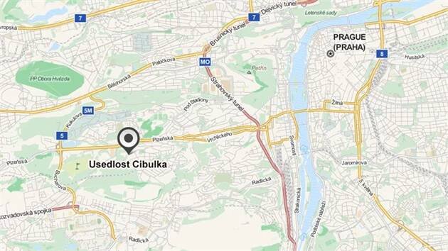 MAPA: Usedlost Cibulka v pražské čtvrti Košíře