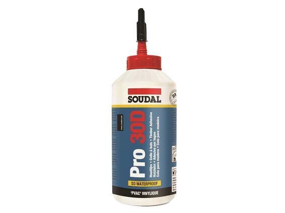 Soudal Holzleim Pro 30D, Dispersionsklebstoff, Wasserfester Weißleim, D3