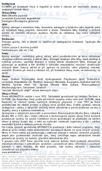AROMATICA Kosmín při bolestech hlavy+migréně 25ml