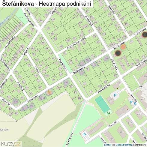 Mapa Štefánikova - Firmy v ulici.