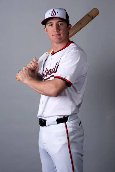 The baseball player Jacob Young in uniform.