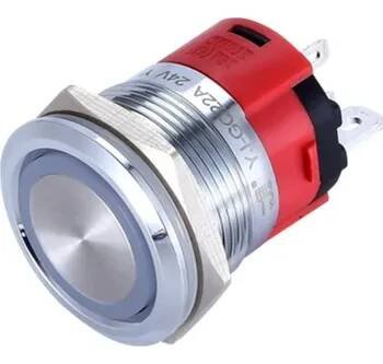 LED Tlačítkový Spínač 220V s RGB LED, 3A, 19mm, 8 Kailh Nožiček, Voděodolný IP66 bez aretace zelená