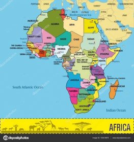 Mapa Afriky se všechny státy a jejich hlavní města Stock Vector od © zlatovlaska2008 150419878
