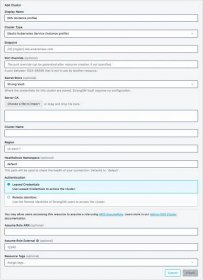 Elastic Kubernetes Service Instance Profile Cluster Setup in Admin UI