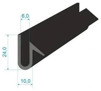 00535031 Pryžový profil tvaru "U", 24x10/6mm, 70°Sh, EPDM, -40°C/+100°C, černý