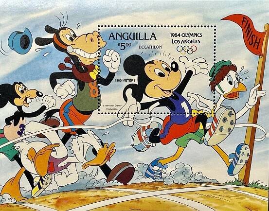 Disney Anguilla dětské, Olympijské hry 1984, 1ks aršík
