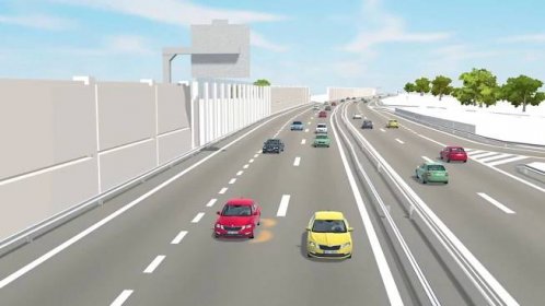 Připojovací a odbočovací pruh na dálnici a silnici pro motorová vozidla