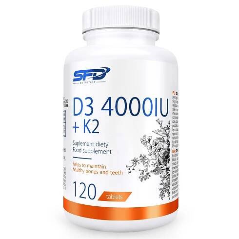 Vitamín D3 4000 + K2 120 tablet - SFD NUTRITION • 199 Kč • NEJLEVNĚJŠÍ • Allnutrition.cz 