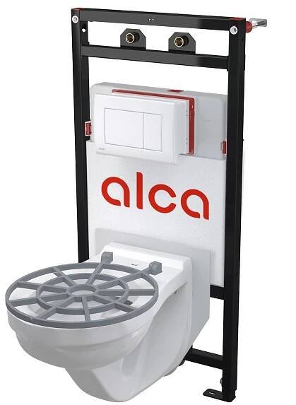 ALCA A108F 5:1 SET rám pre závesnú výlevku, výlevka, mriežka, tesnenie, tlačítko