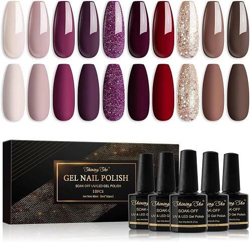 Sada gel laků Shining She, 10x8ml