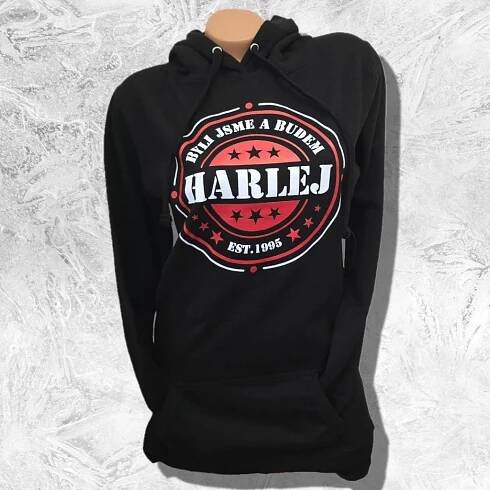 Dámská mikina - červené logo - longline střih - E-shop Harlej
