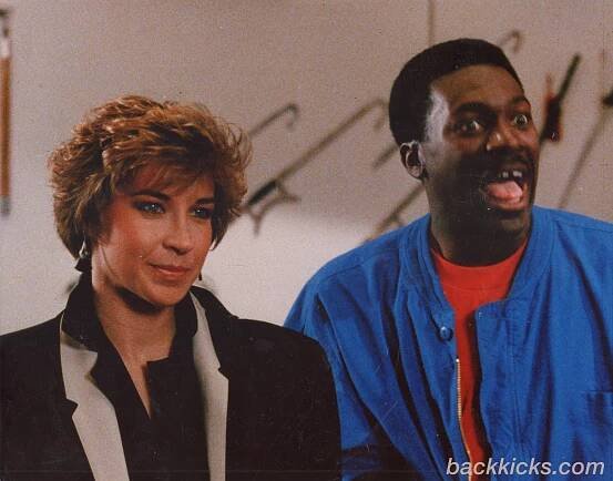 Cynthia Rothrock with Eddie Murphy look-alike Chuck Jeffries