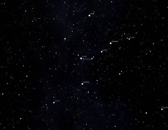 Schéma souhvězdí Cassiopeia