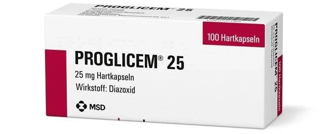 Verpackung des Arzneimittels PROGLICEM® (Diazoxid)