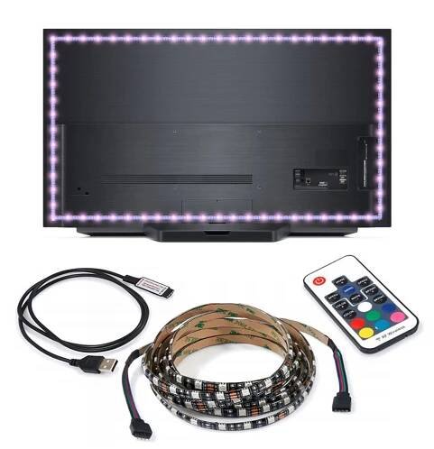 RGB LED pásek 3m 5V + dálkový ovladač K17 rádiová USB televize