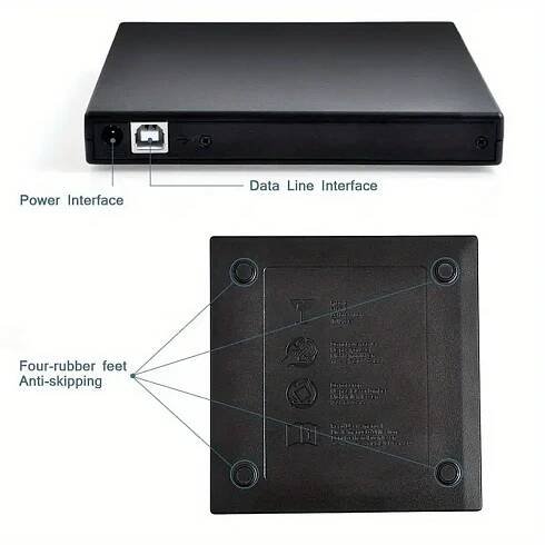 kompaktní usb 2.0 externí dvd-rw přehrávač |  , tenký přenosný zapisovač pro notebooky & stolní počítače | podporuje přehrávání cd/dvd, kopírování dat | černý, s napájecím   Podrobnosti o produktu 4