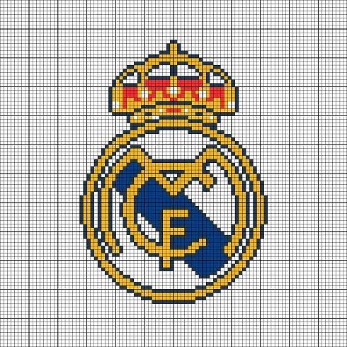 the real madrid logo is shown in cross stitch and can be used as a wallpaper