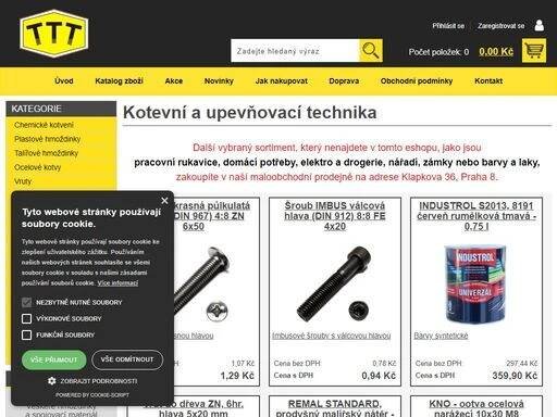 hmoždinky, kotvy, chamická malta, spojovací materiál