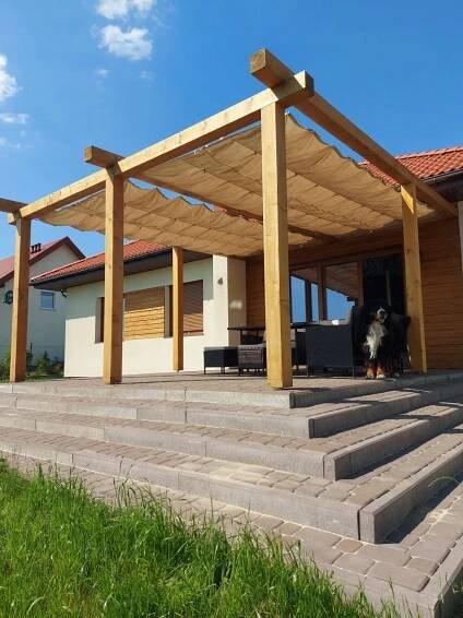 SLUNEČNÍ PLACHTA VODOTĚSNÁ ROZKLÁDACÍ NA TERASU BÉŽOVÁ 3x3 za 2762.00CZK - Allegro