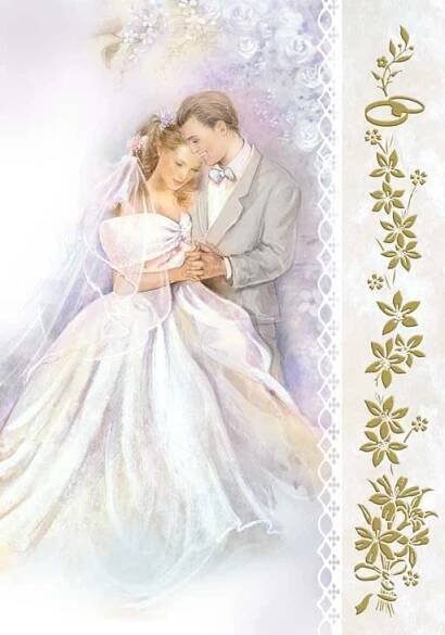 a painting of a bride and groom