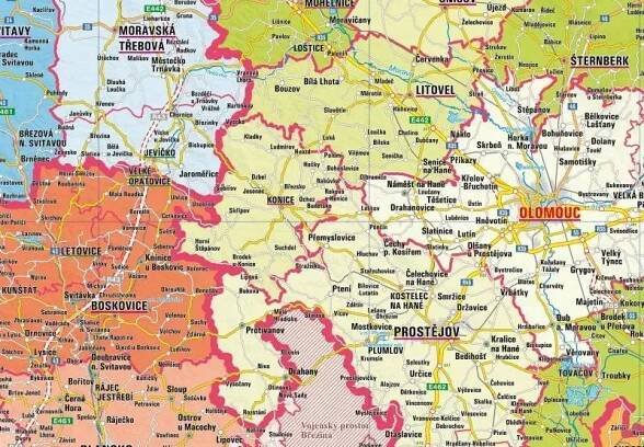 Česká republika administrativní 90x135cm lamino, lišty nástěnná mapa