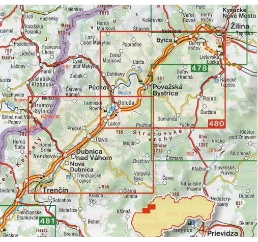 SHOCart 480 Strážovské vrchy, Súl'ovské skály, Vršatec 1:40 000 turistická mapa