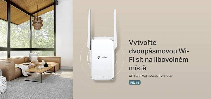 TP-Link RE315 / AC1200 Wi-Fi Mesh extender / 2.4GHz 300Mbps / 5GH | Mironet.cz