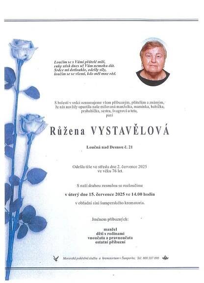 Smuteční oznámení - Oficiální stránka obce Tasovice