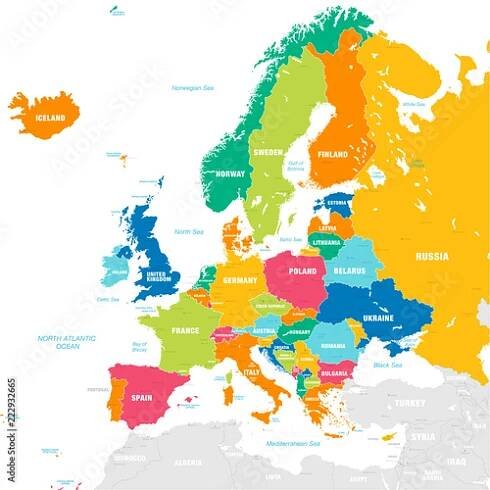 Fotografie Colorful Vector map of Europe