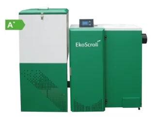 Kotel EkoScroll Alfa 28kW + TECH ST 480 N pelety - PŘEDNÍ ZÁSOBNÍK EA2026928 (Kotel na pelety s řídící automatikou TECH ST 480 N , 5 emisní třída.Provedení s předním umístěním zásobníku )