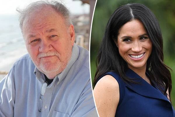 A split of Thomas Markle and Meghan Markle.
