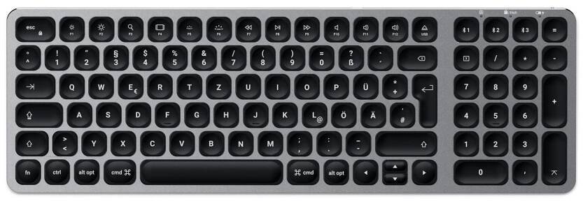 Satechi ST-ACBKM-DE Bluetooth® klávesnice německá, QWERTZ antracitová s číselnou klávesnicí, s podsvícením