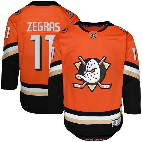 Youth Anaheim Ducks Trevor Zegras Orange Premier Player Jersey