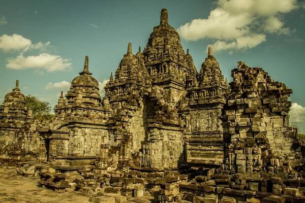Construction site at Candi Sewu Hindu Buddhist Temple Java