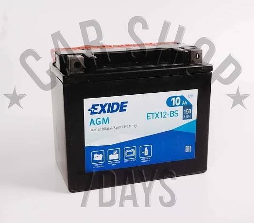 EXIDE AGM ETX12-BS 10Ah 150A - Carshop7days.eu