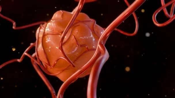 3D animace rakoviny vyžaduje přívod krve k dodání živin a kyslíku, který potřebuje k růstu a přežití — Stock záběr