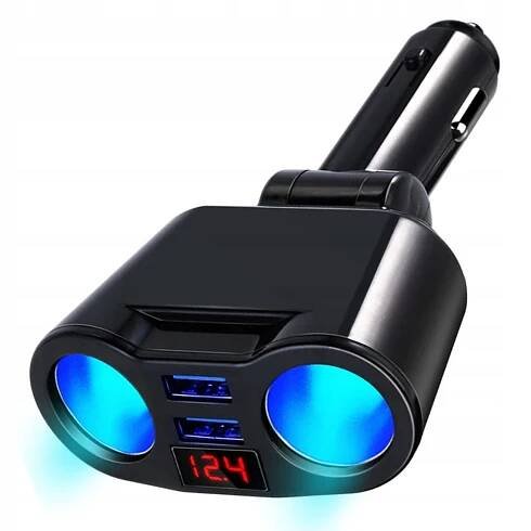 Interlook C10 | Rozbočovač zásuvek do zapalovače se 2 porty USB 3.1A | voltmetr Černý 1870-160