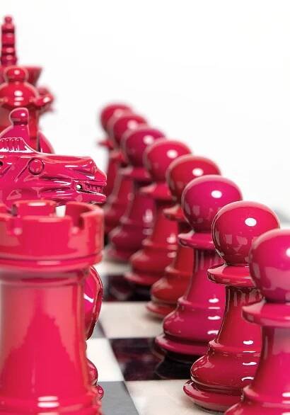 Bold Chess Set Hot Pink & Viva Magenta with Alabaster Stone Board - Purling