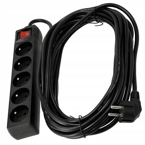 Prodlužovací Kabel Zásuvková Lišta 5 zásuvek 10 m 3680 W 3*1,5 mm2 s vypínačem