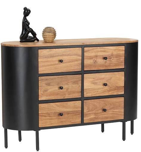 KOMODA, akácie, černá, barvy akácie, 120/83/40 cm - černá/barvy akácie, Trend, kov/dřevo (120/83/40cm) - Ambia Home