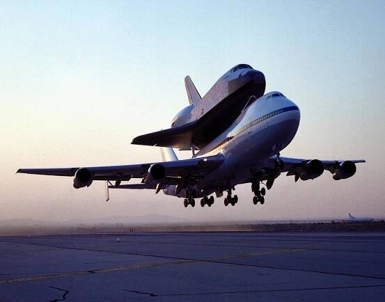Shuttle Endeavour Mated to 747 SCA Takeoff for Delivery to Kennedy Space Center, Florida - NASA