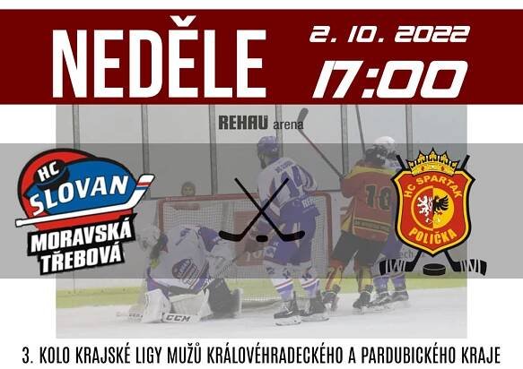 Domácí premiéra! Do REHAU arény přijede Spartak Polička – HC Slovan Moravská Třebová