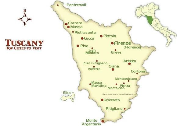 Toskánsko: Mapa🗺️ – mapy online i ke stažení • Itálie podrobně