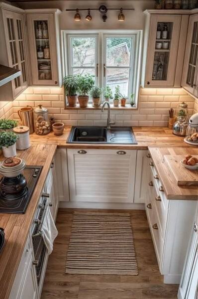 Pin de Dagmara Galińska ♥ en DO DOMU | Cocinas de casas pequeñas, Cocinas de casa rural, Decoracion de cocinas sencillas