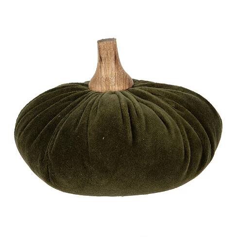 Zelená textilní dekorace dýně Pumpkin L - Ø 15*12 cm