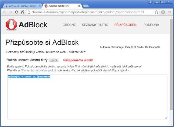 Jak nastavit AdBlock